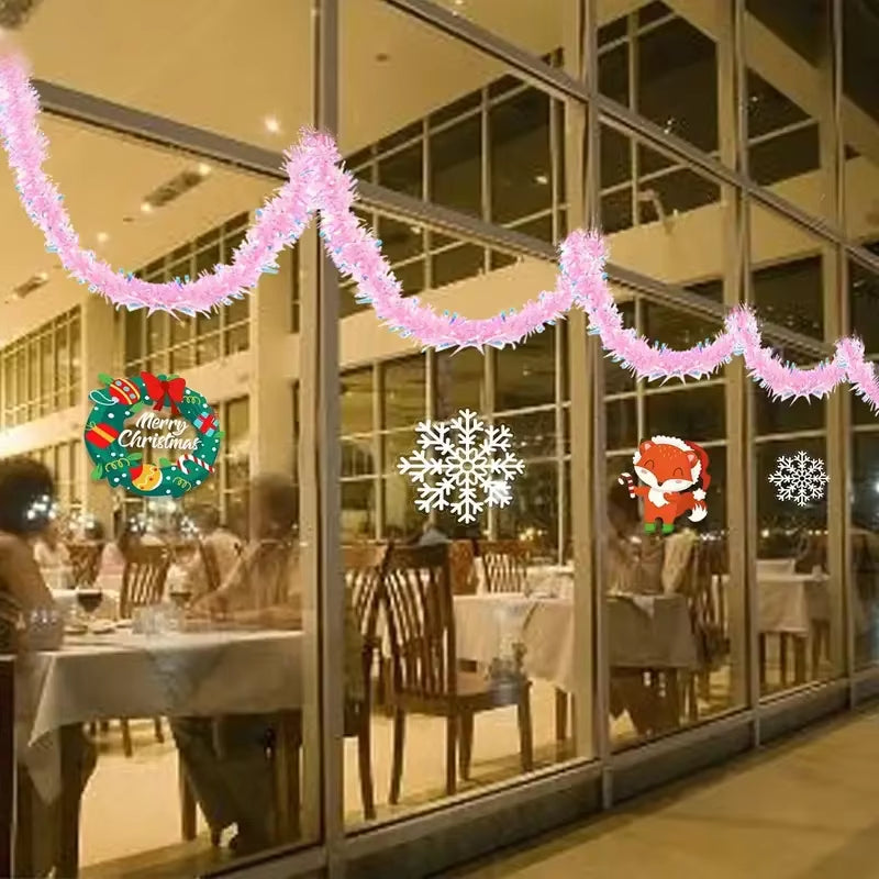 Stunning 78.7 Inch Pink Tinsel Garland - Sparkling Metallic Glitter for Christmas, Weddings, Birthdays & Holiday Home Decor (1-10PCS)