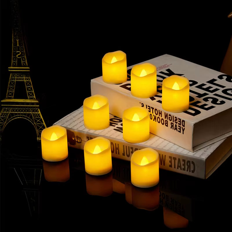 Realistic Flameless LED Tea Light Candles - 6/96 Pack for Christmas, Halloween, Weddings & Home Decor
