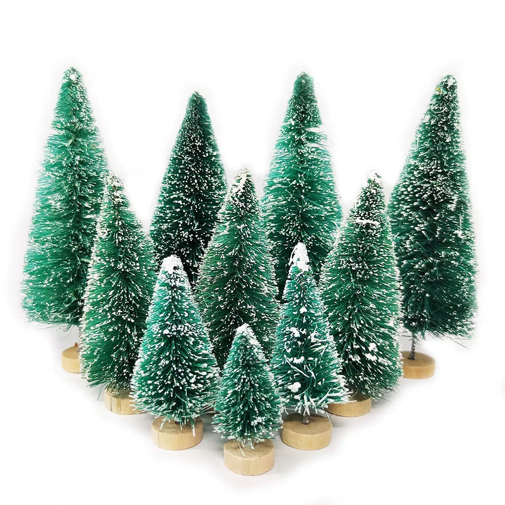 Mini Christmas Trees Set - 5/8 Pcs Small Artificial Cedar Pine Sisal Tabletop Decorations for Merry Christmas Parties