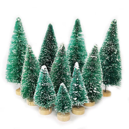 Mini Christmas Trees Set - 5/8 Pcs Small Artificial Cedar Pine Sisal Tabletop Decorations for Merry Christmas Parties