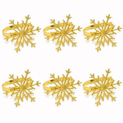 Elegant 6Pc Silver/Gold Snowflake Napkin Rings - Perfect for Christmas, New Year, Weddings, and Holiday Parties!