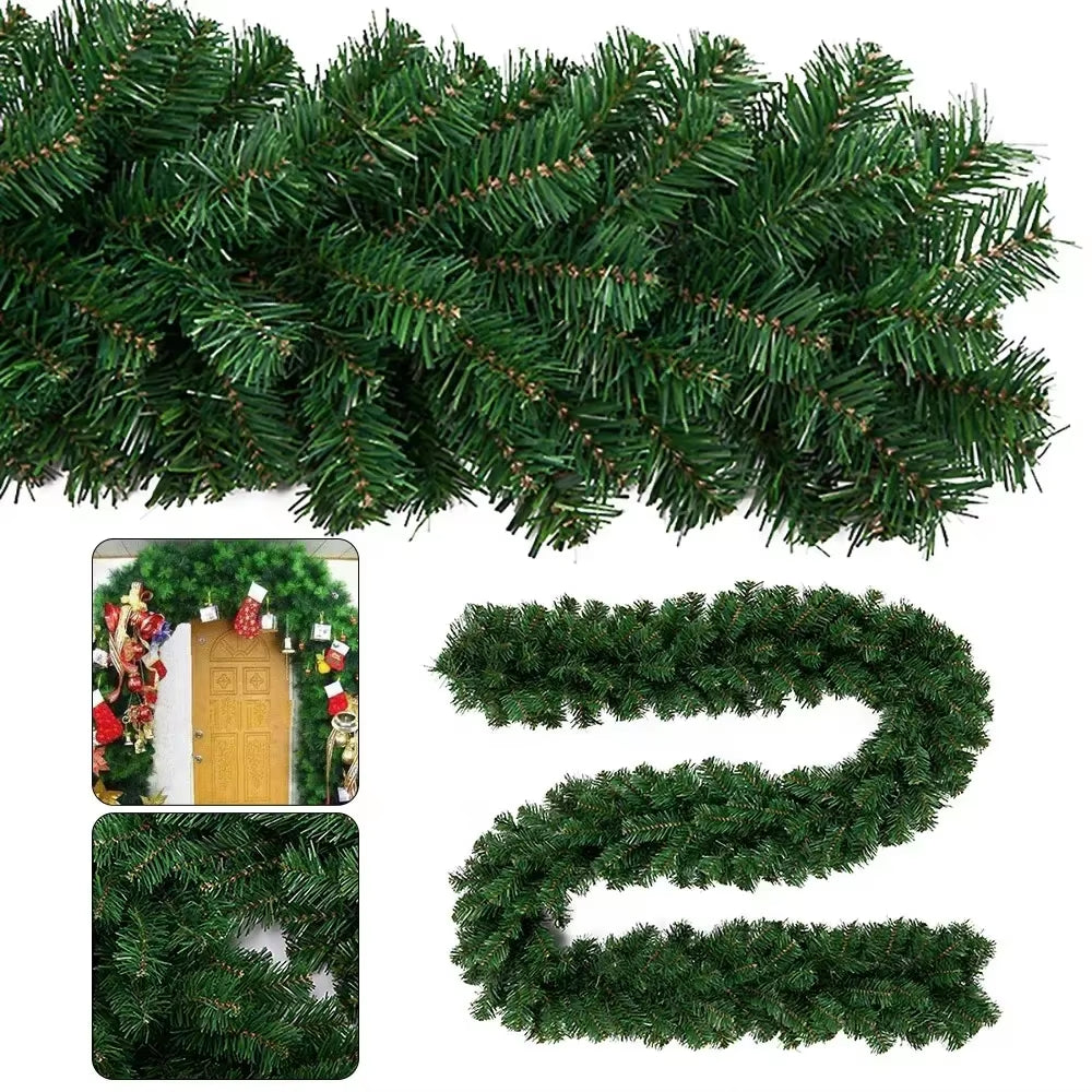 2.7M Festive Artificial Rattan Wreath with Pine Tree - Perfect Christmas Decoration for Kids and Home
