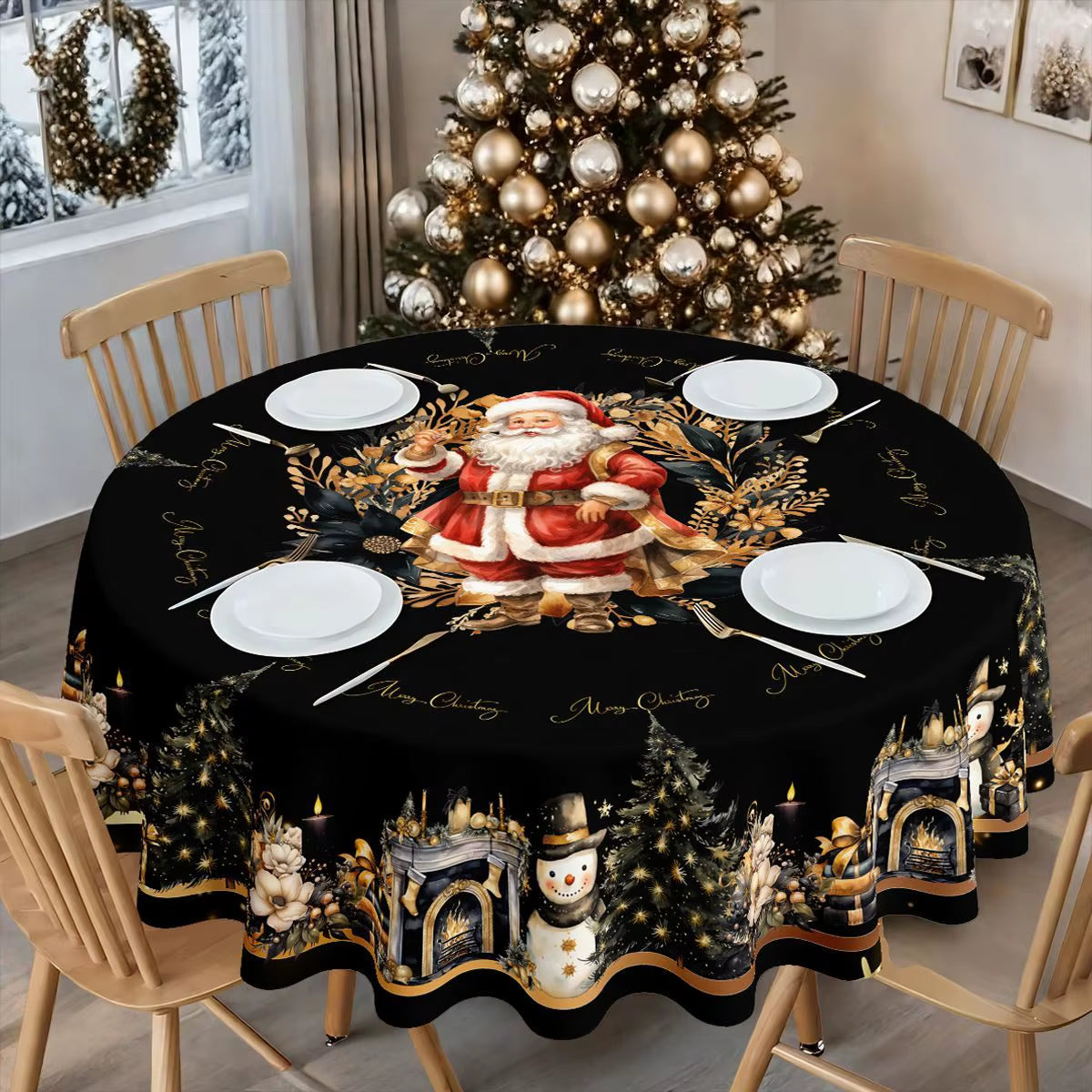 Festive Waterproof Christmas Tablecloth - Perfect for Holiday Decor & Party Supplies, Bulk Wholesale Available!
