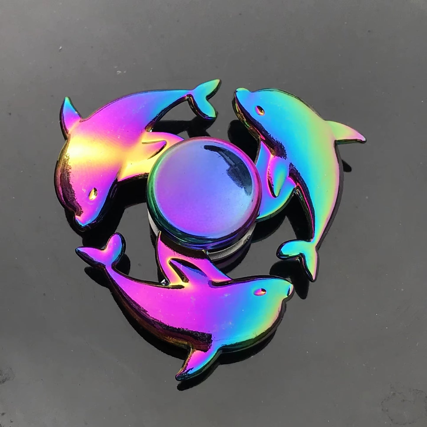 High-Speed Rainbow Metal Fidget Spinner - Colorful Stress Relief Toy for Adults