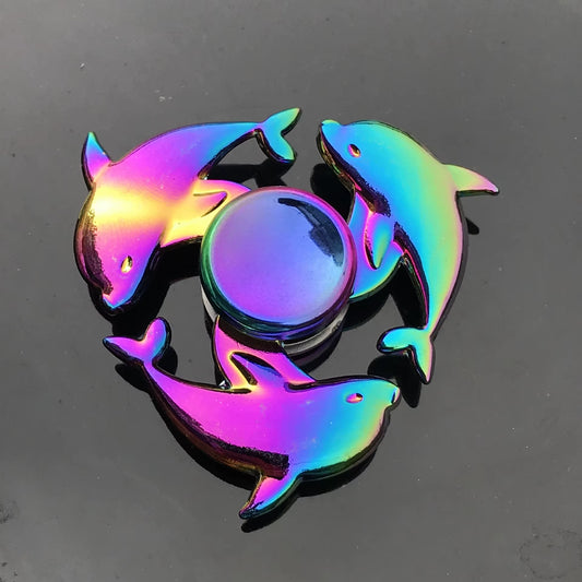 High-Speed Rainbow Metal Fidget Spinner - Colorful Stress Relief Toy for Adults