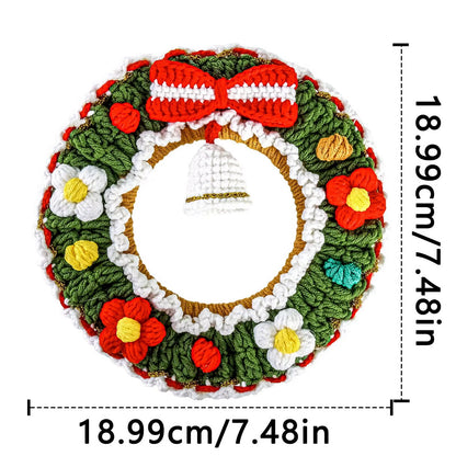 Festive Crochet Christmas Wreath - Beautiful Hanging Holiday Decoration & Bell Garland for Front Door