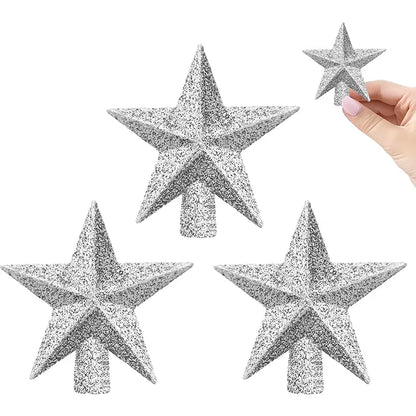 Glittering Star Christmas Tree Ornaments - 3 Pack Festive Decor for a Merry Navidad!