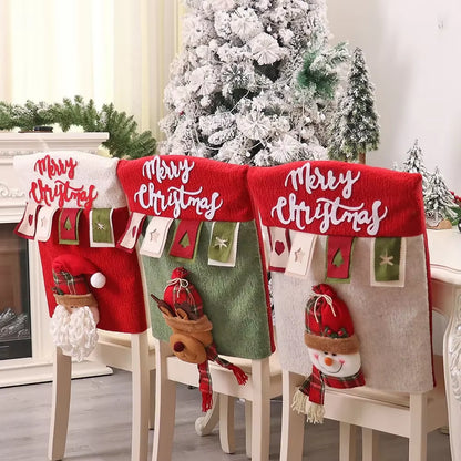 Festive 3D Santa Claus & Elk Reusable Christmas Chair Covers - Perfect Holiday Decor for Your Home!