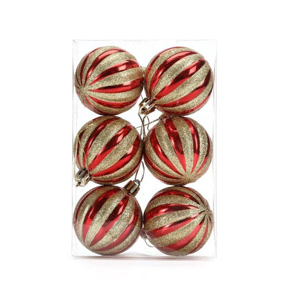 6-Piece 6cm Colorful Plastic Christmas Ball Set - Festive Tree Ornaments for a Joyful Holiday Atmosphere