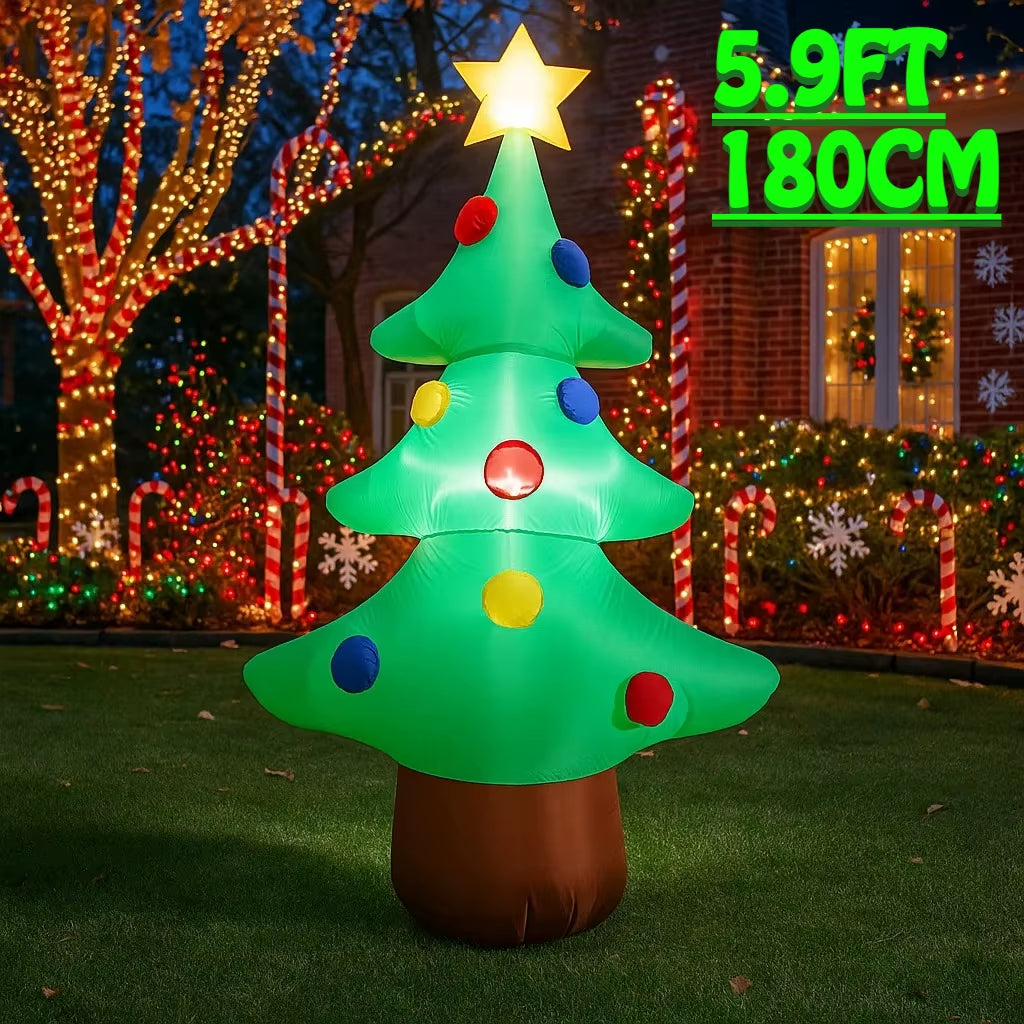 5.9FT Inflatable LED Christmas Tree - Eye-Catching Outdoor Holiday Decoration for Your Yard and Party!