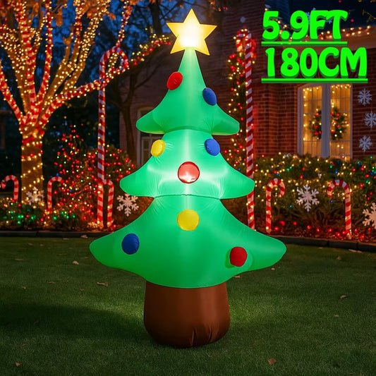 5.9FT Inflatable LED Christmas Tree - Eye-Catching Outdoor Holiday Decoration for Your Yard and Party!