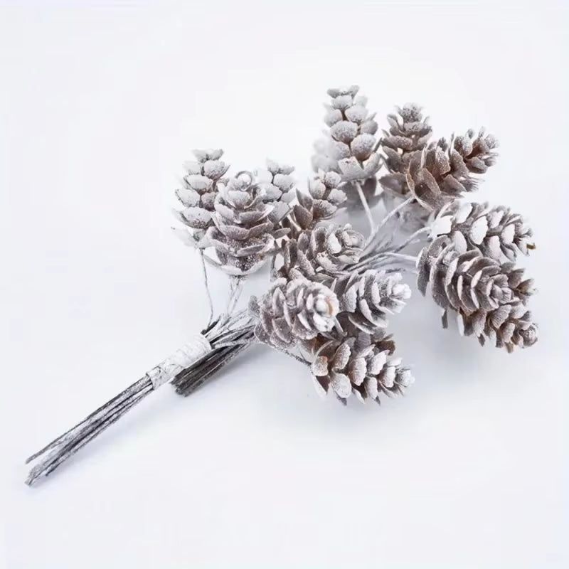 30PCS Christmas Mini Pine Cone & Holly Branch Picks - Perfect for DIY Wreaths, Garlands & Home Decor