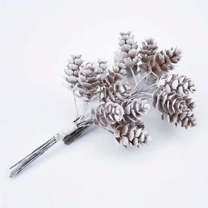 30PCS Christmas Mini Pine Cone & Holly Branch Picks - Perfect for DIY Wreaths, Garlands & Home Decor