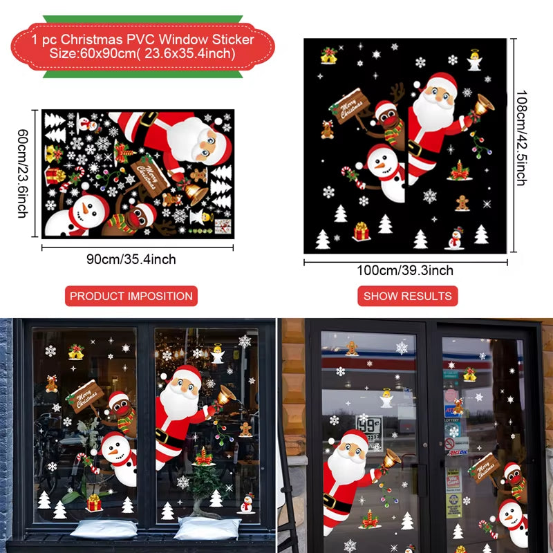 Merry Christmas Window Stickers - Festive Decorations for Home & Kids Room - New Year 2026 Wall Stickers