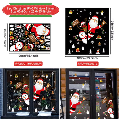 Merry Christmas Window Stickers - Festive Decorations for Home & Kids Room - New Year 2026 Wall Stickers