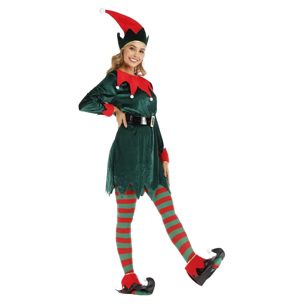 Enchanting Christmas Elf Costume Set - Green Santa Claus Role Play Outfit for Festive Parties