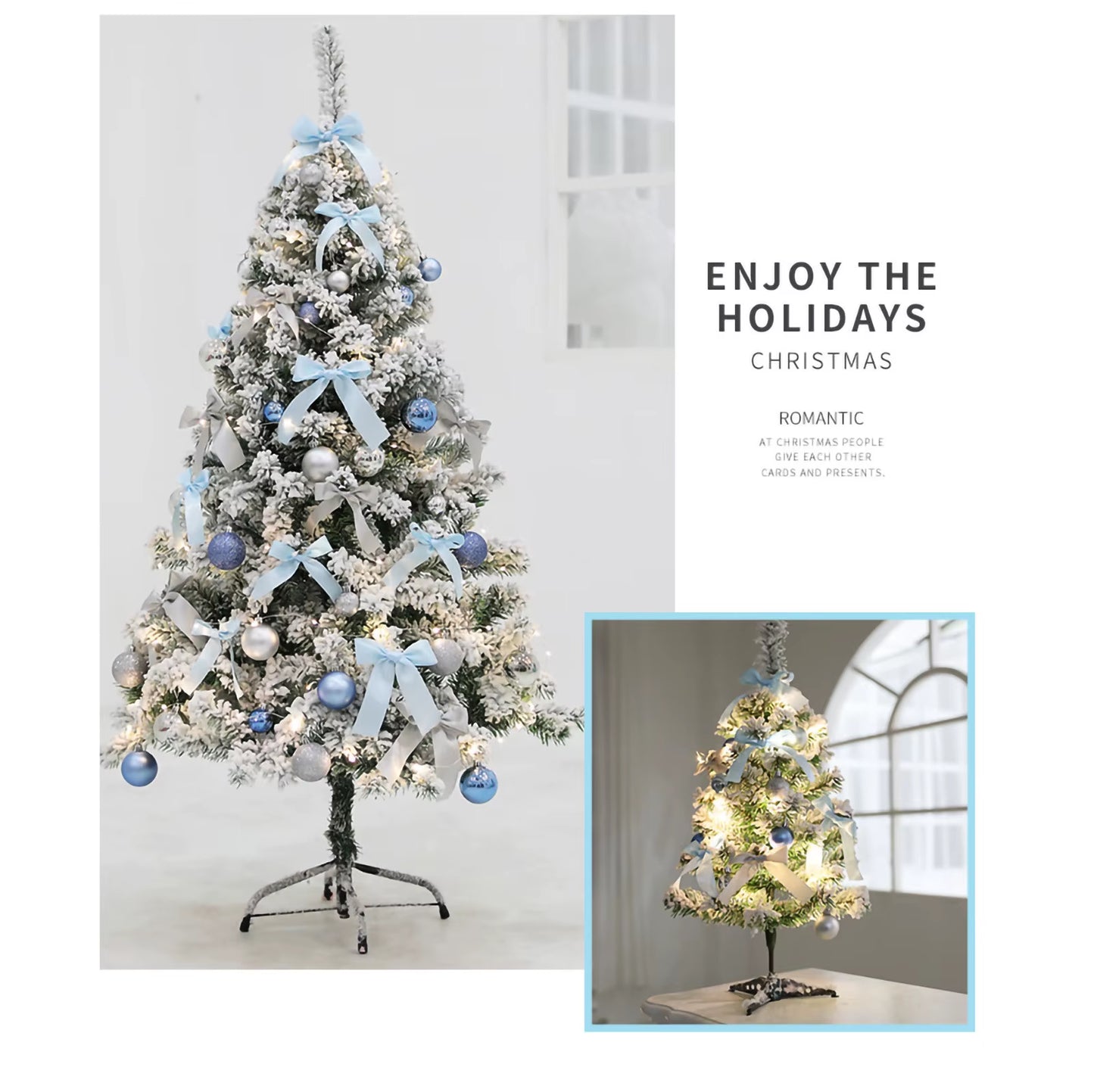 Exquisite 60Cm Blue Flocked Cedar Christmas Tree - Perfect for Holiday Decor & Shopping Mall Displays