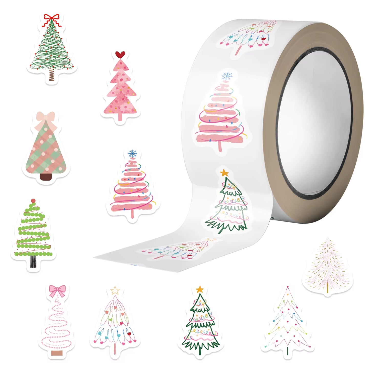 500Pcs Festive Christmas Sticker Roll - Snowman, Snowflake & Santa Claus Reward Labels for Kids' Toys and Thank You Gifts