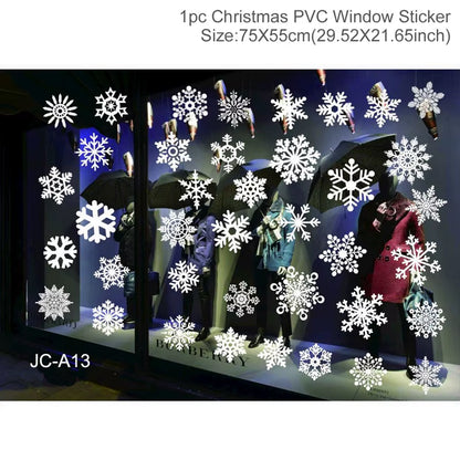 Merry Christmas Window Stickers - Festive Decorations for Home & Kids Room - New Year 2026 Wall Stickers