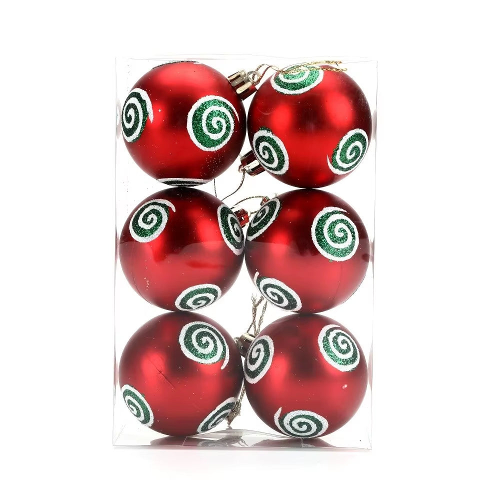 6-Piece 6cm Colorful Plastic Christmas Ball Set - Festive Tree Ornaments for a Joyful Holiday Atmosphere