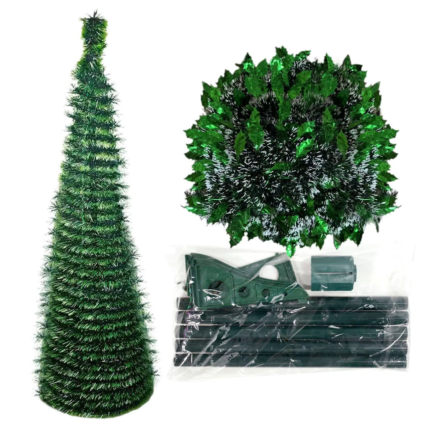 1.5M/5FT Foldable Telescopic Christmas Tree - Reusable Shining Bright Festive Decor for Joyful Parties