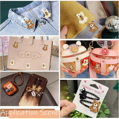 Adorable Cartoon Beige Coffee Bear Resin Cabochons - 10-100 Pcs for Phone Decor, Scrapbooking, DIY Crafts & Hair Bows!