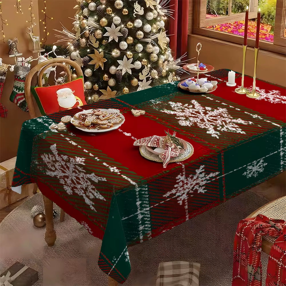 Vibrant Starry Patchwork Christmas Tablecloth - Perfect for Festive Dining Room Decor!