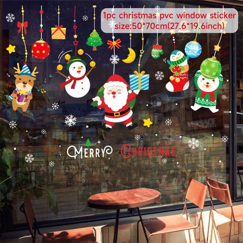 Merry Christmas Window Stickers - Festive Decorations for Home & Kids Room - New Year 2026 Wall Stickers
