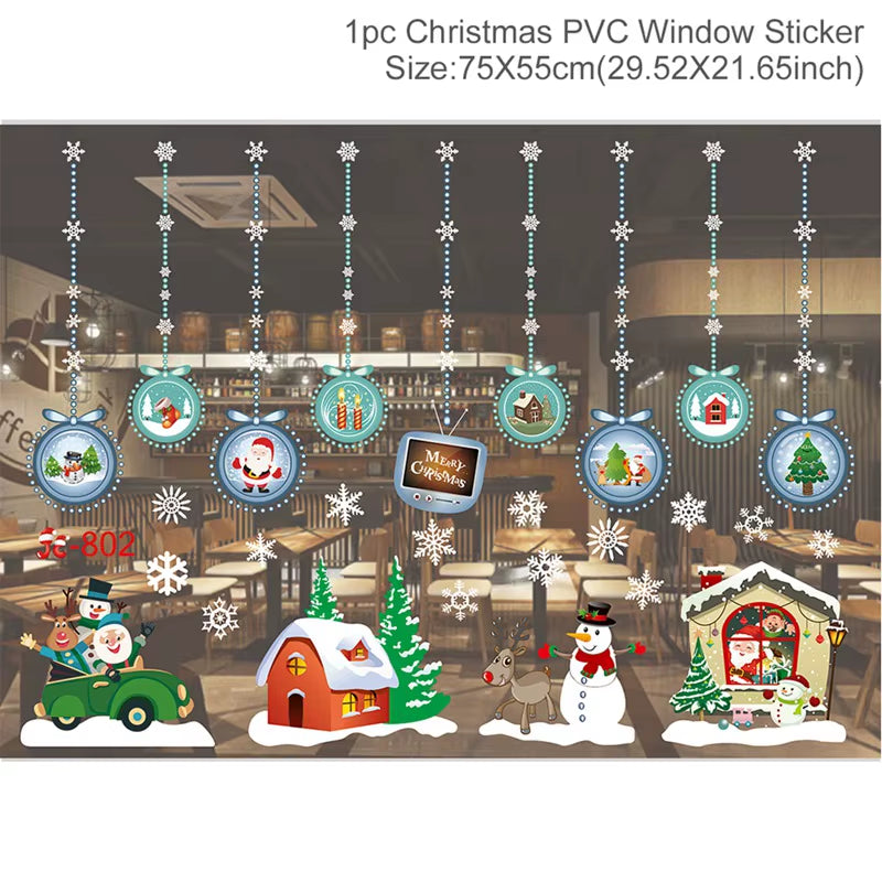 Merry Christmas Window Stickers - Festive Decorations for Home & Kids Room - New Year 2026 Wall Stickers