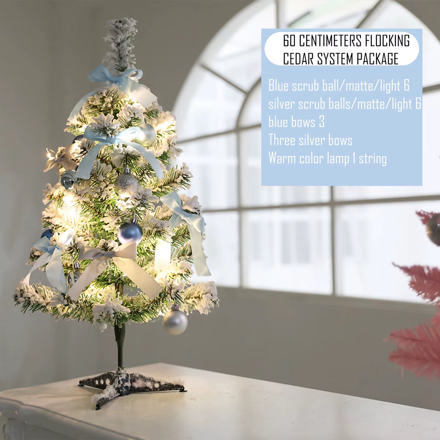 Exquisite 60Cm Blue Flocked Cedar Christmas Tree - Perfect for Holiday Decor & Shopping Mall Displays