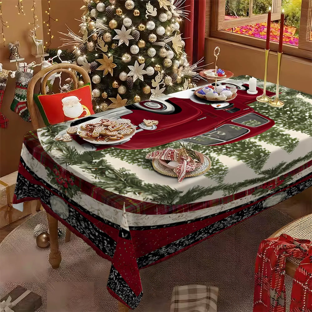 Vibrant Starry Patchwork Christmas Tablecloth - Perfect for Festive Dining Room Decor!