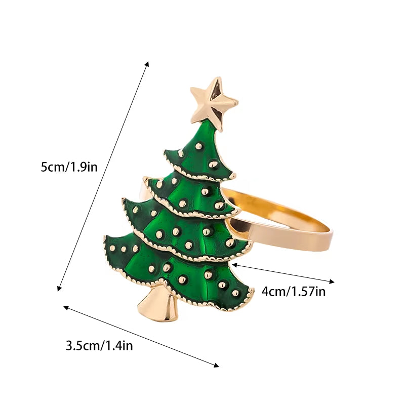Elegant Christmas Napkin Rings - Set of 1/6 Pcs - Festive Tree Ornaments for Holiday Table Decor & New Year Celebrations