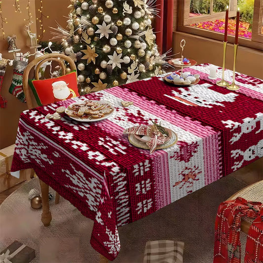 Vibrant Starry Patchwork Christmas Tablecloth - Perfect for Festive Dining Room Decor!