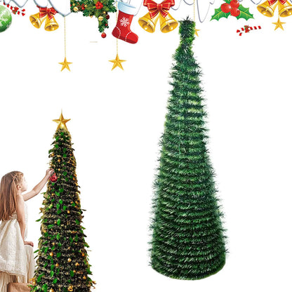 1.5M/5FT Foldable Telescopic Christmas Tree - Reusable Shining Bright Festive Decor for Joyful Parties