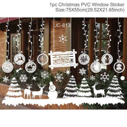 Merry Christmas Window Stickers - Festive Decorations for Home & Kids Room - New Year 2026 Wall Stickers