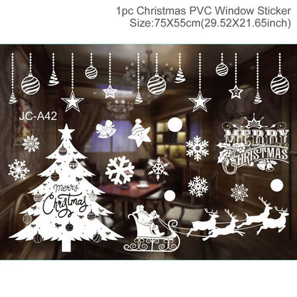 Merry Christmas Window Stickers - Festive Decorations for Home & Kids Room - New Year 2026 Wall Stickers