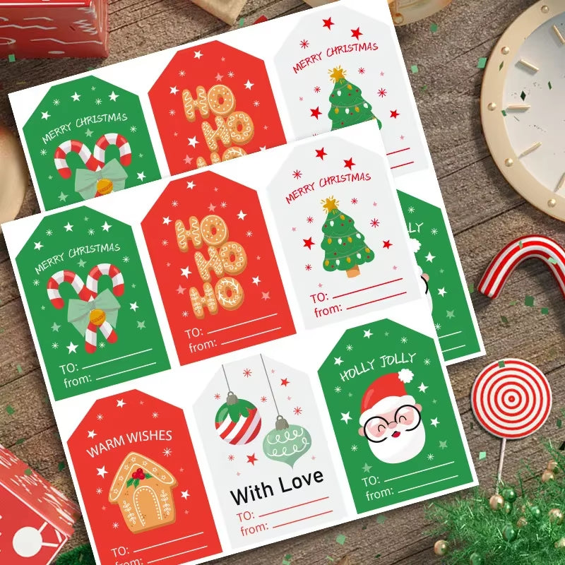 60Pcs Cute Rectangular Christmas Gift Sealing Stickers - Thank You Holiday Labels & Decorative Decals