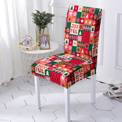 Festive Stretchable Christmas Chair Covers - Washable Elastic Seat Protectors for Dining Room & Kitchen Decor