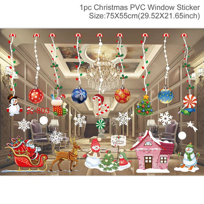 Merry Christmas Window Stickers - Festive Decorations for Home & Kids Room - New Year 2026 Wall Stickers