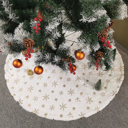 Luxurious White Faux Fur Christmas Tree Skirt - 78/90/122Cm Plush Holiday Decoration for 2023 Navidad Home Decor