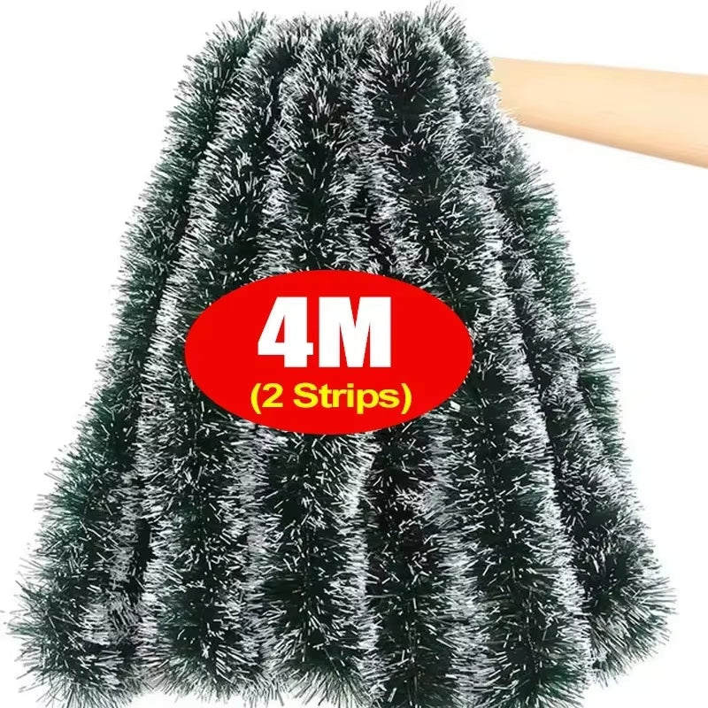 Festive Green Tinsel Ribbons Garland - Perfect for Christmas Trees, Wreaths, Weddings, and Holiday Decor