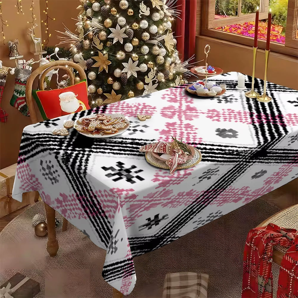 Vibrant Starry Patchwork Christmas Tablecloth - Perfect for Festive Dining Room Decor!
