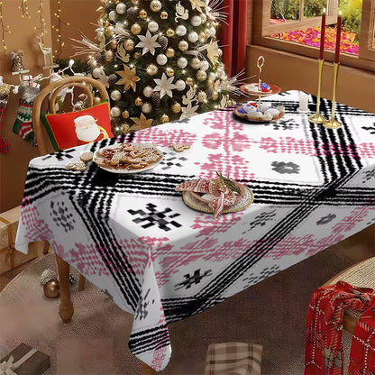 Vibrant Starry Patchwork Christmas Tablecloth - Perfect for Festive Dining Room Decor!