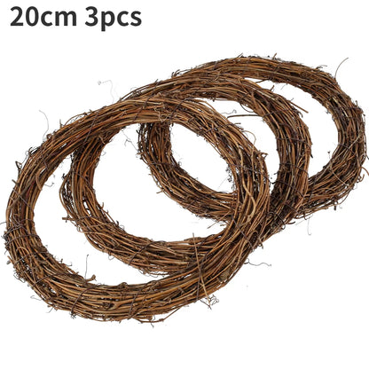 Charming Hand-Woven Natural Rattan Christmas Wreath – 25/30Cm Diameter Retro Grapevine Craft for DIY Holiday Decor