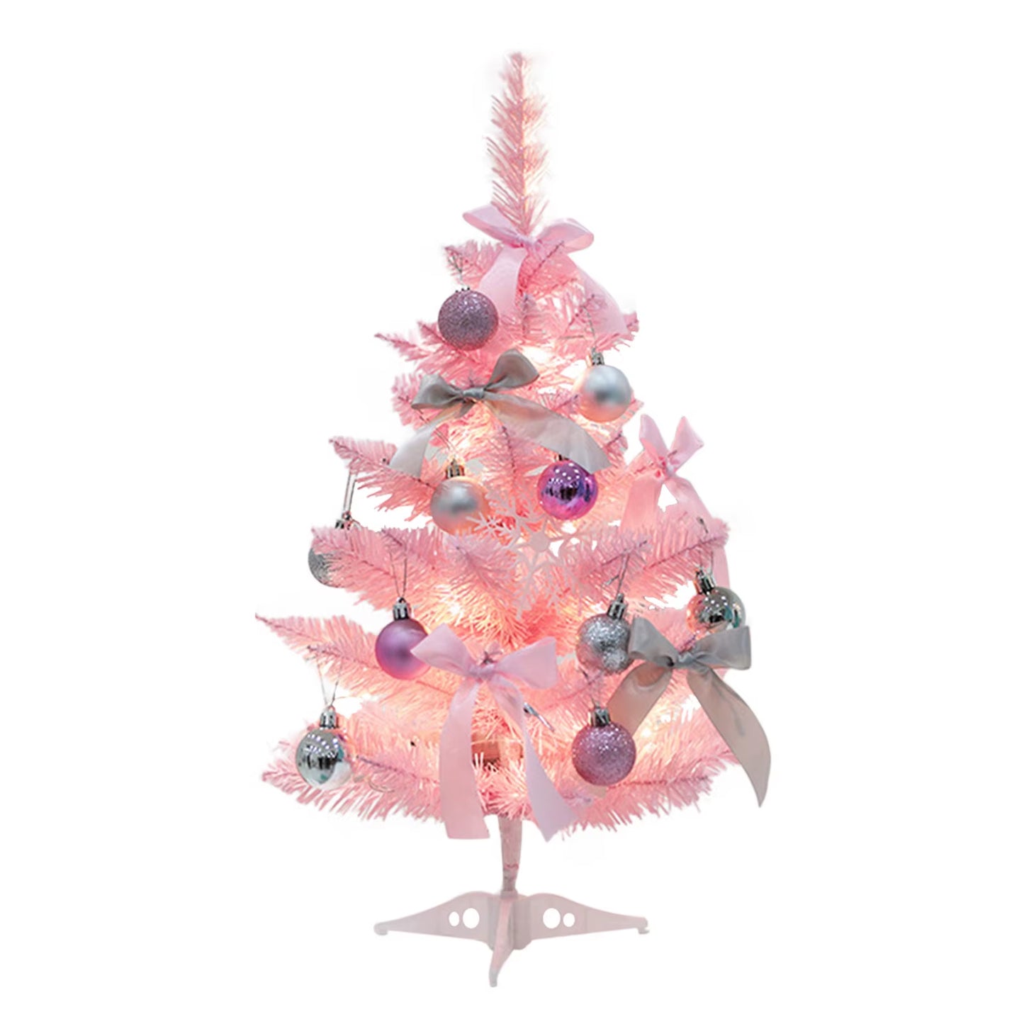 Stunning 60CM Pink Pointed Artificial Christmas Tree with Lights - Perfect Holiday Decor for Your Home!