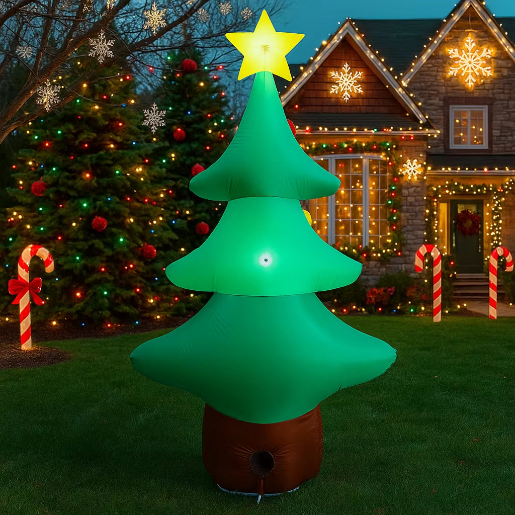 5.9FT Inflatable LED Christmas Tree - Eye-Catching Outdoor Holiday Decoration for Your Yard and Party!