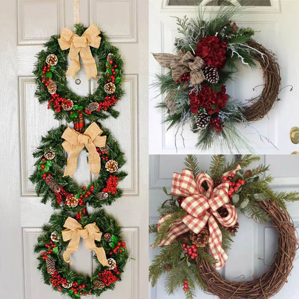Charming Hand-Woven Natural Rattan Christmas Wreath – 25/30Cm Diameter Retro Grapevine Craft for DIY Holiday Decor