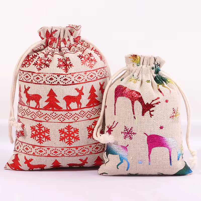 2023 Festive Burlap Drawstring Gift Bags - Perfect for Christmas Treats, Candy, and New Year Celebrations!