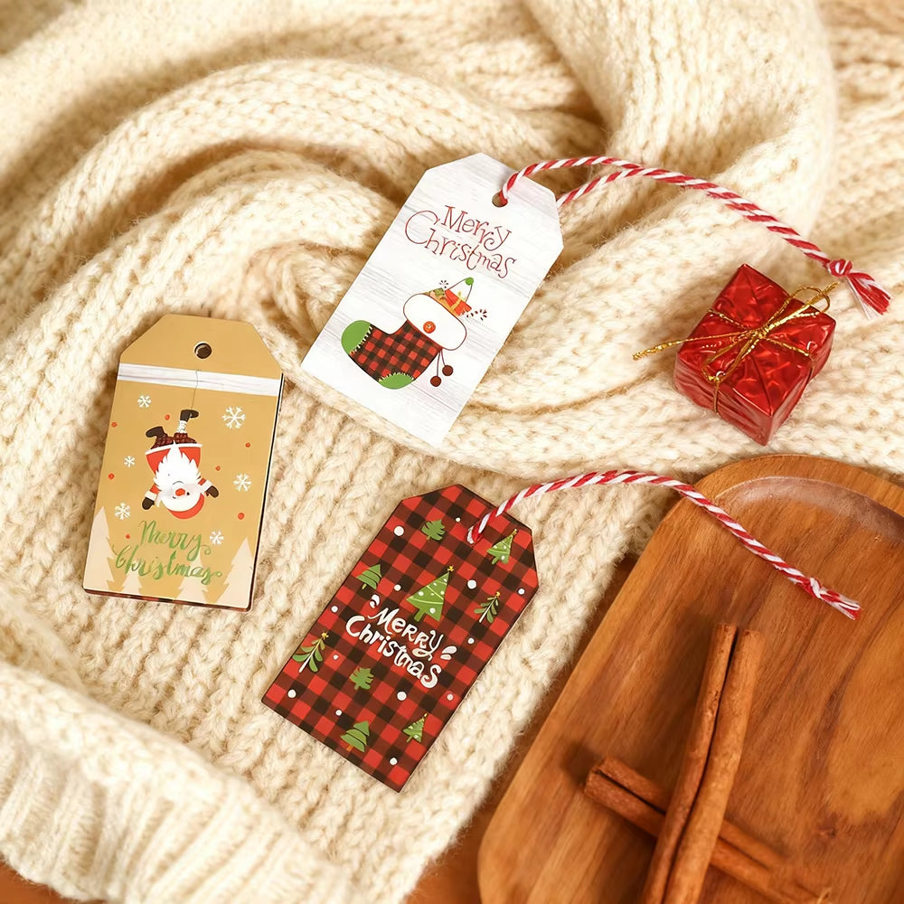 50Pcs Santa Claus Paper Card Christmas Tree Ornaments - Festive Hanging Decorations for Home Decor & DIY Party Supplies