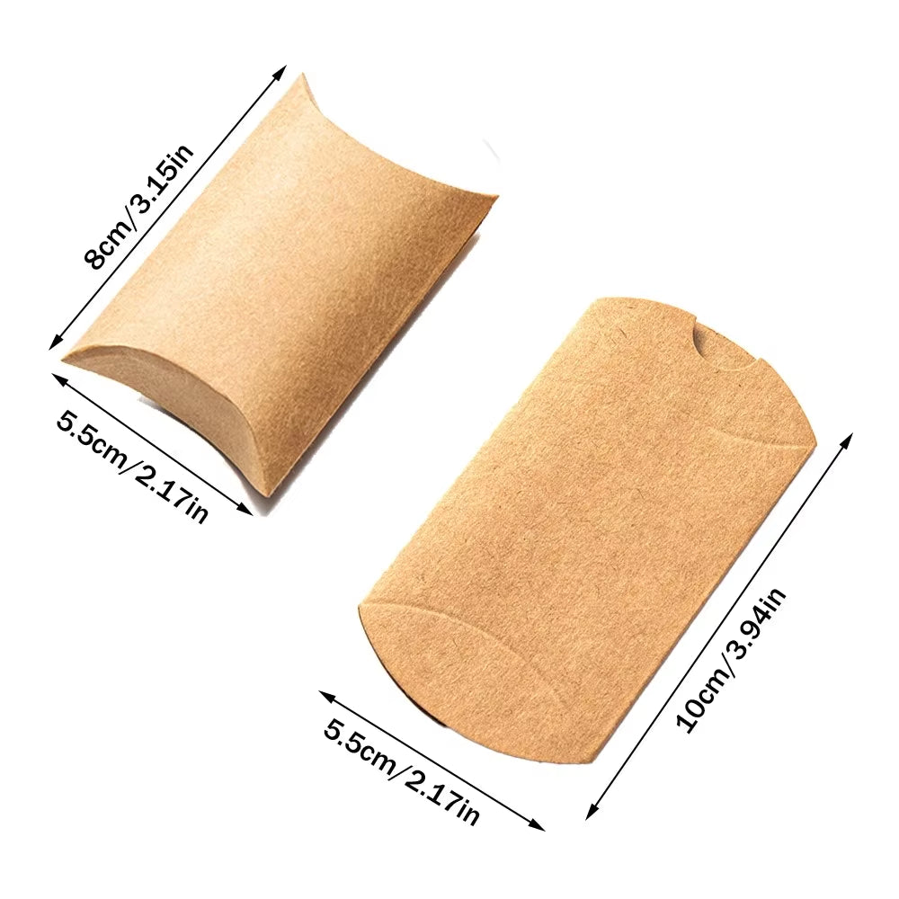 50 Premium Kraft Pillow Boxes with 20M Jute Twine - Perfect for Gifts, Weddings, Parties, Birthdays & Holidays!
